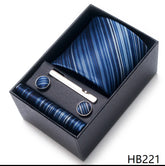 Conjunto Gravata Listrada Azul Sparka